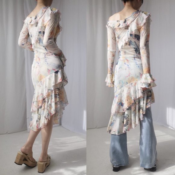 Jean Paul Gaultier Maille pink ruffle dress - Picture 6 of 14